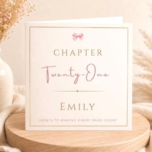 Personalised 21st Birthday Card for Her | Chapter Twenty-One Birthday Card | Custom 21st Birthday Keepsake | Luxury Birthday Card
