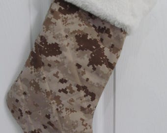 USMC quilted and lined stocking with faux rabbit fur top