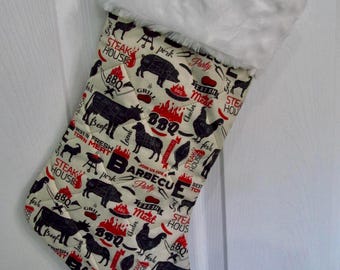 Cookout chef  Christmas stocking Quilted and lined handmade