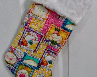 Baby first Christmas stocking quilted lined handmade