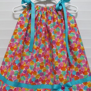 Valentines day conversation hearts dress and hair bow size 12 to 18 months handmade image 1
