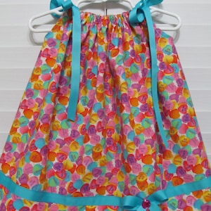 Valentines day conversation hearts dress and hair bow size 12 to 18 months handmade