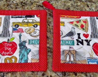 NYC memories handcrafted quilted potholders