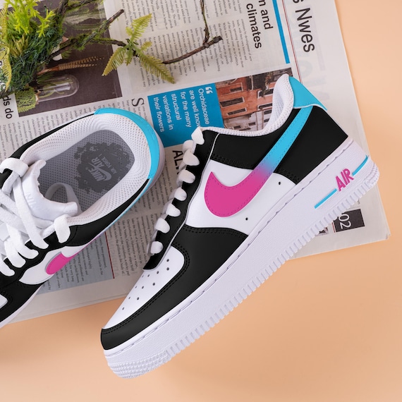 black pink and blue air force 1