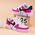 Pink Splash Air Force One Hand Painted Black Drops Air Force 1 Custom Splash Drips Sneakers Pink And Black AF1 Sneakers Pink Birthday Gifts product logo