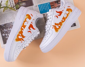 Hand Painted Orange Flame Air Force Yellow Flame Air Force One