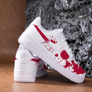 Red Splash Air Force One Hand Painted Red Gradient Air Force 1 Custom Splash Sneakers White And Red AF1 Sneakers Red Birthday Gifts