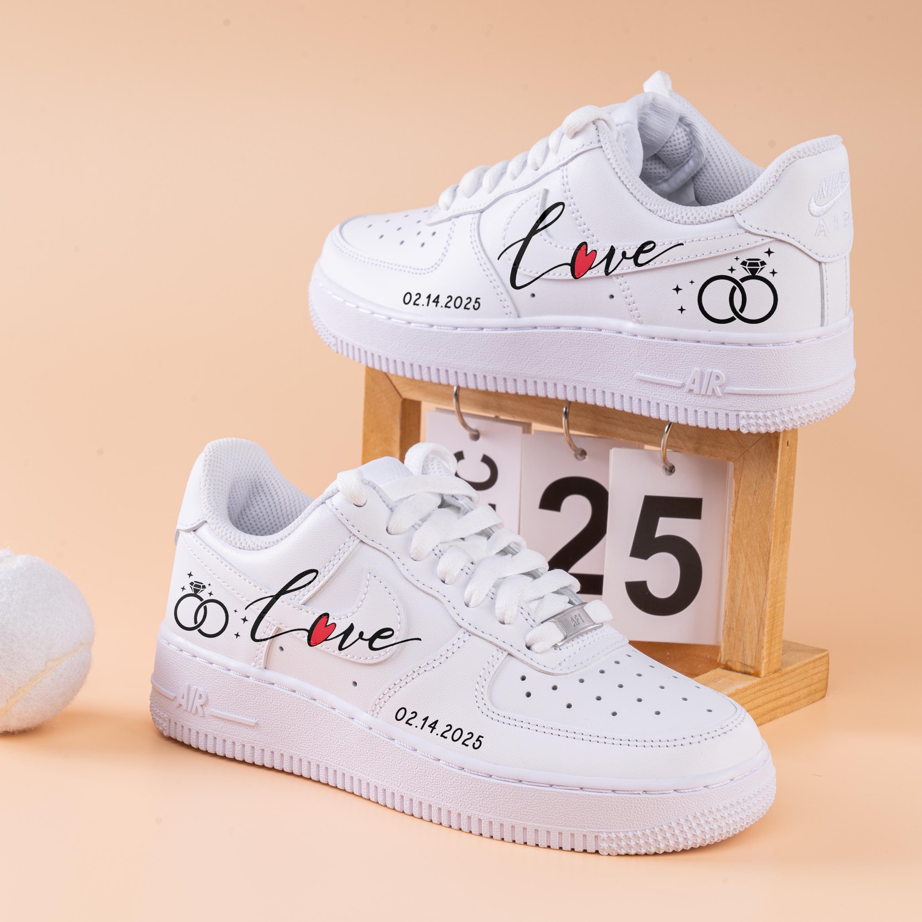 Zapatillas Air Force One para boda pintadas a mano con diseño artÃstico para bodas Zapatillas Air Force 1 para boda personalizadas Zapatillas Air Forc