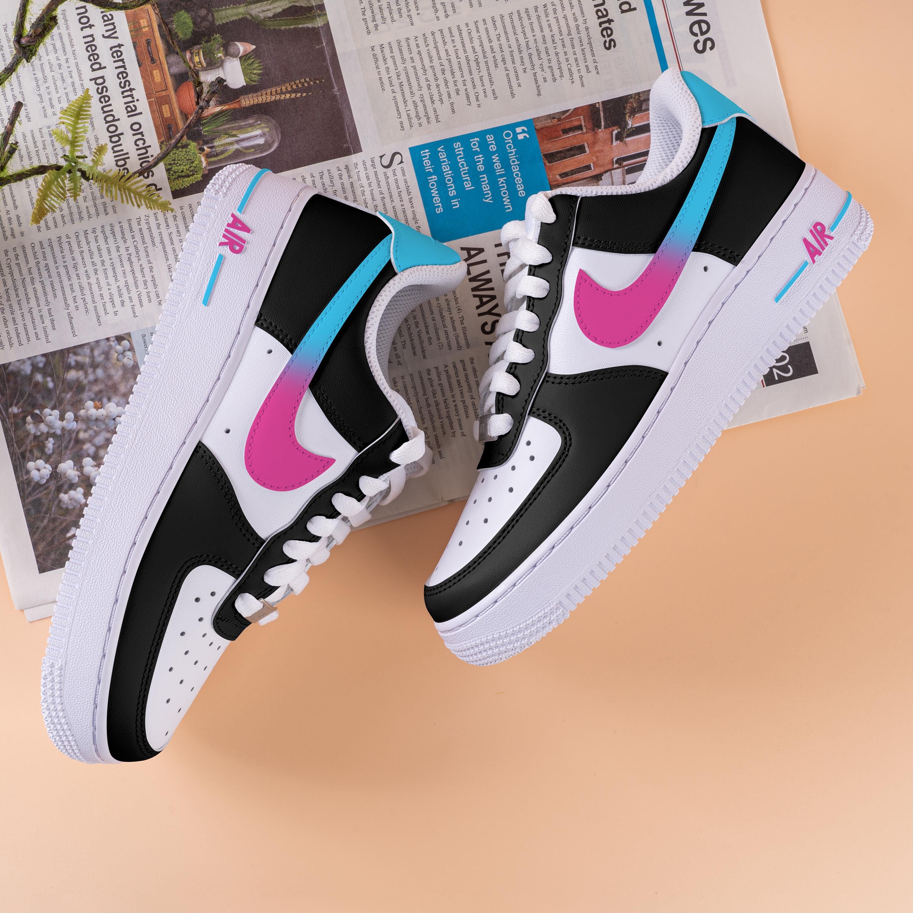 Hand Painted Blue Pink Gradient Air Force One Custom  display picture 1
