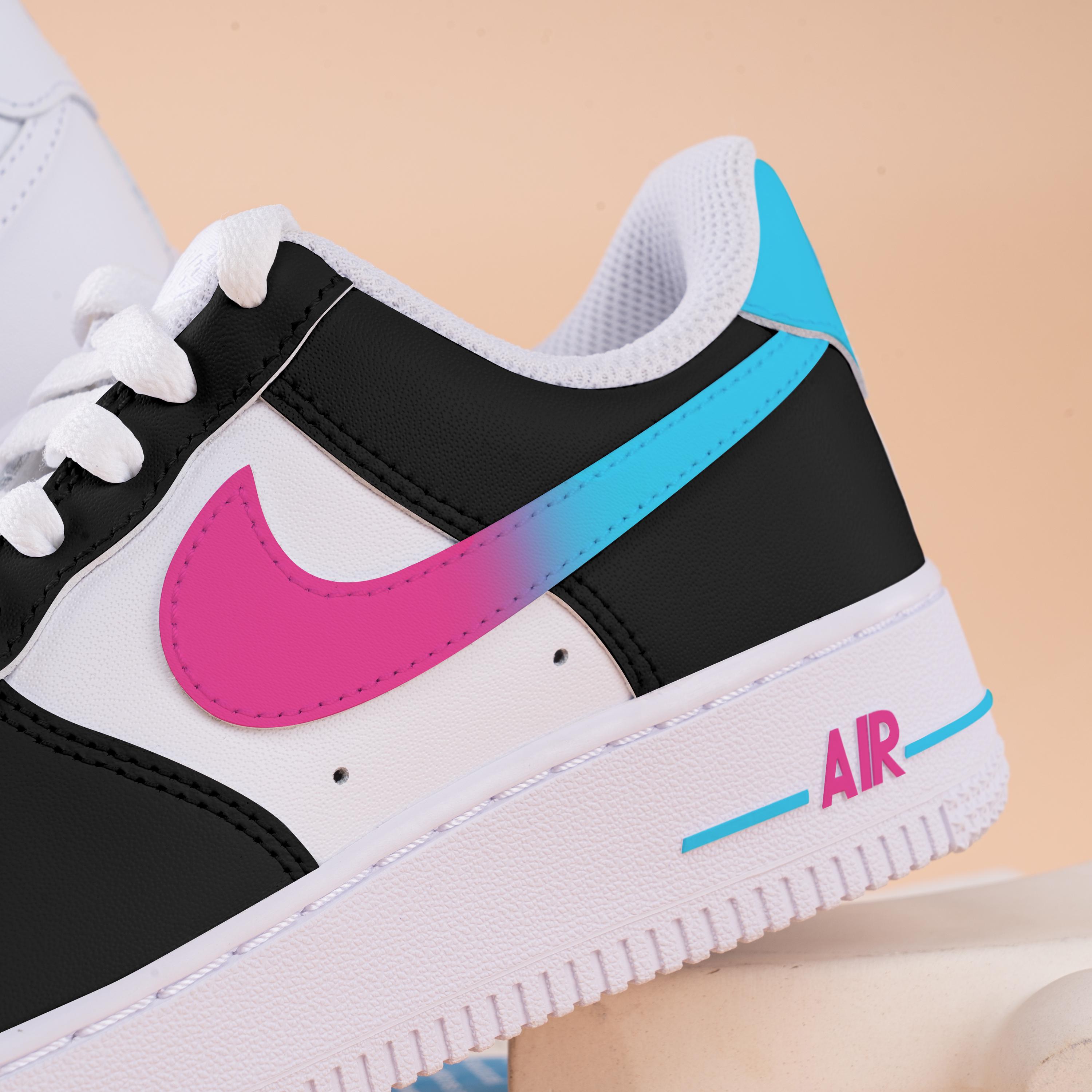 black pink and blue air forces