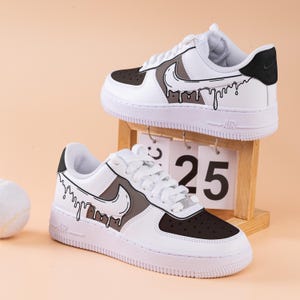 Black Drips Air Force One Hand Painted Drip Air Force 1 Custom Drips Sneakers Brown And Black AF1 Sneakers Stripes Sneakers Wedding Shoes