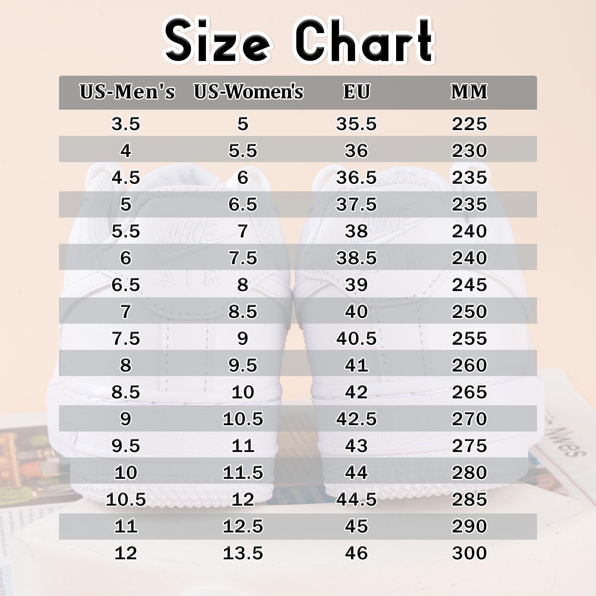 af1 size chart