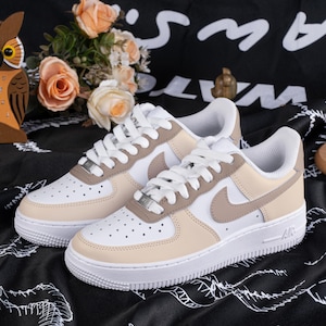 Beige Brown Air Force One Hand Painted Beige Air Force 1 Custom Brown Sneakers Cream Shoes Personalised Brown Beige AF1 Sneakers Easter Gift