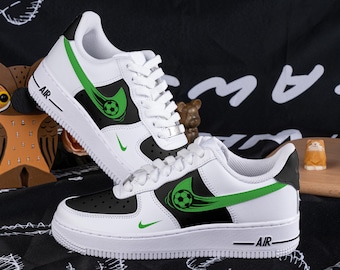 Hand Painted Soccer Sneakers Custom Soccer Themed Air Force 1 Personalised Soccer AF1 Sneakers Sports Team Shoes Soccer Fan Gifts