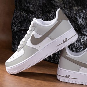 Grey Brown Air Force 1 Hand Painted Light Grey Sneakers Custom Colour AF1 Sneakers Pastel Brown Painted Shoes Birthday Wedding Shoes Gifts