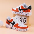Orange Splash Air Force One Hand Painted Black Drip Air Force 1 Custom Splash Drips Sneakers Orange And Black AF1 Sneakers Wedding Shoes product logo