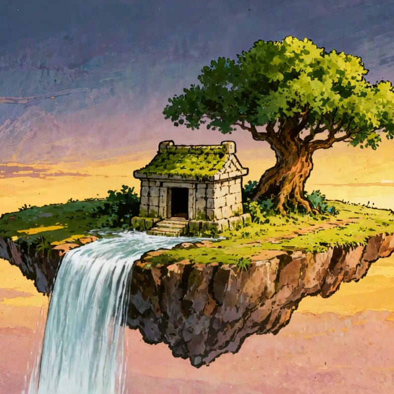 Sfondo animato con cascata e isola galleggiante magica per VTuber · MP4 1080p immagine 2
