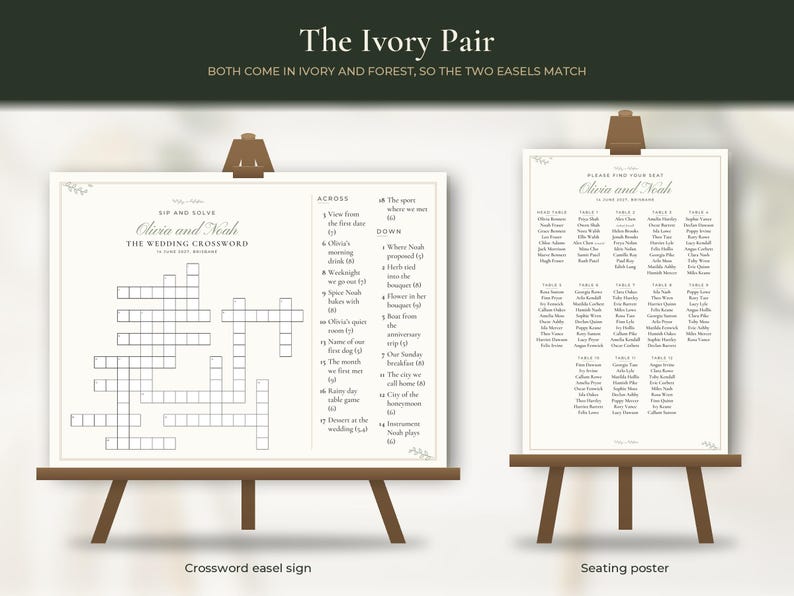 Wedding Seating Chart and Crossword Sign Bundle, image 8