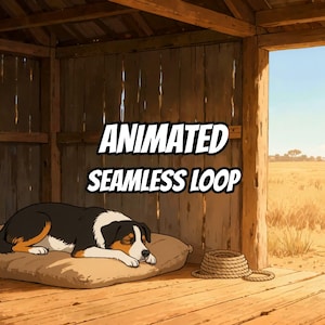 Rustic Summer Barn Field View with Sleeping Dog Animated Background for Live Streams · 1080p MP4 image 1