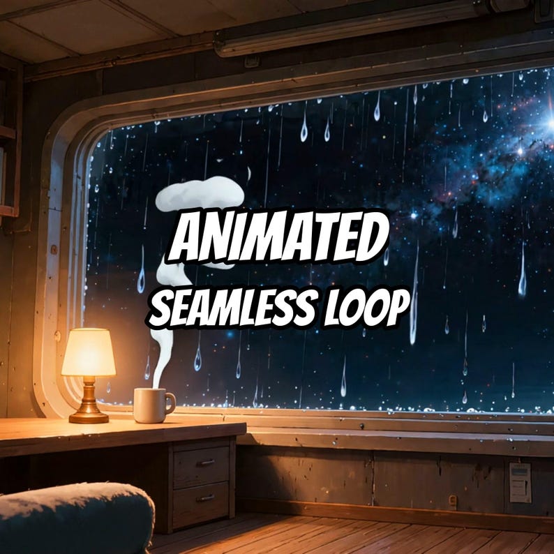 Cozy Space Window Animated Background for Lofi Videos · 1080p MP4 image 1