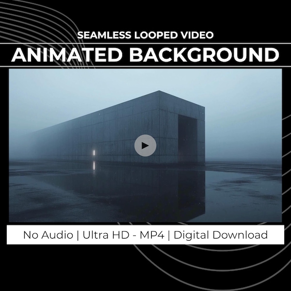 Bucle de fondo animado de espacio liminal melancólico para streamers / Fondo digital HD 60 fps OBS Twitch YouTube VTuber / Hormigón brumoso estético...