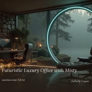 Misty Forest Office Neon Ring Looping Video Background for Live Streams · 1080p MP4