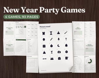 New Years Eve Party Games Bundle Printable, Bingo, Trivia, Resolution Game, Countdown Hunt, for Adults and Family, A4 and US Letter PDF