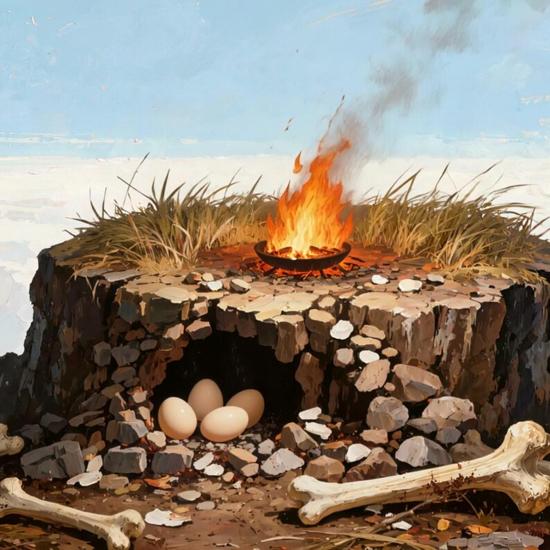Primitive Cliffside Campfire Animated Background for VTuber Stream · 1080p MP4 image 2