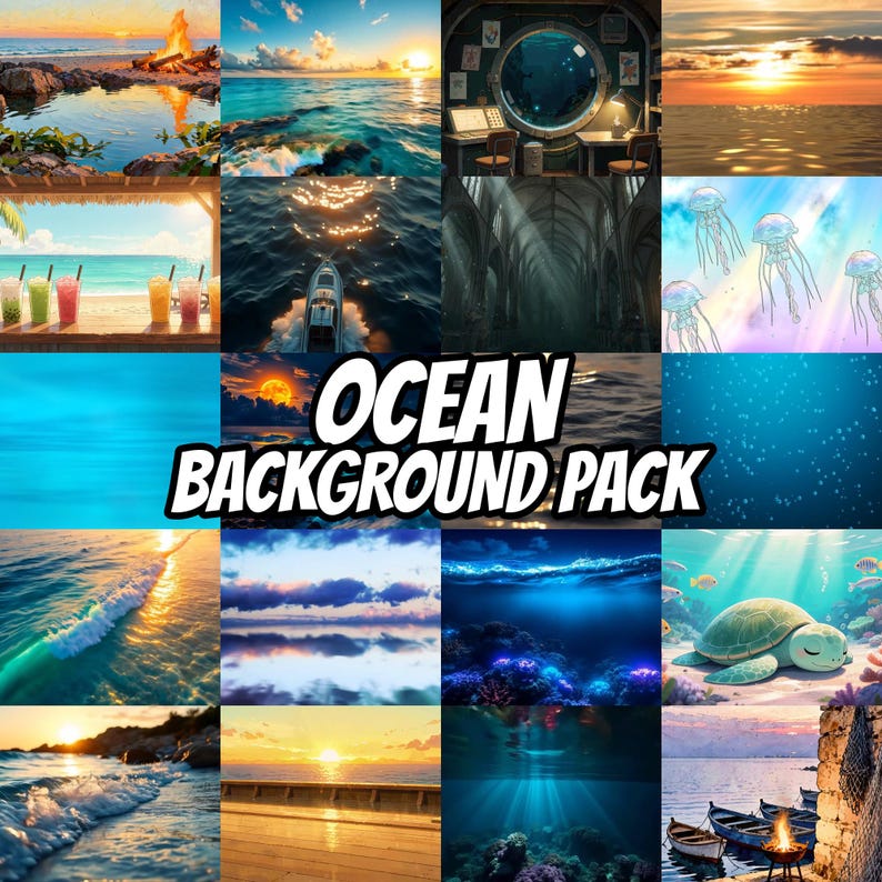 Golden Hour Beach Campfire Tidepool Animated Background for Streamers · 1080p MP4 image 1