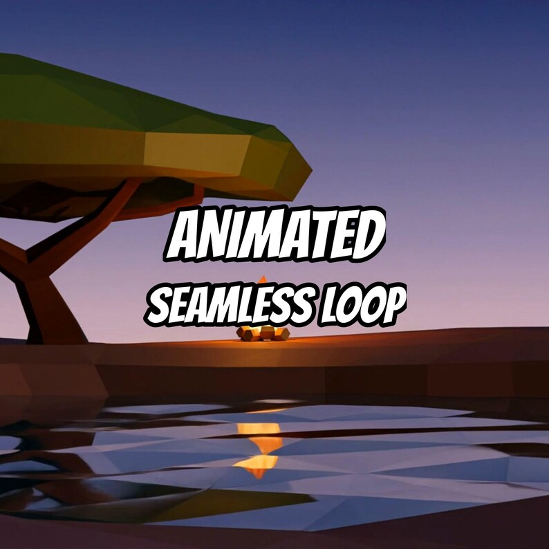 Low-Poly-Lagerfeuer am Wasser in der Abenddämmerung – animierter Hintergrund für Lofi-Videos · 1080p MP4 Bild 1