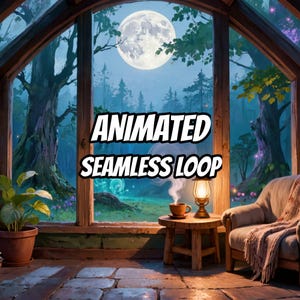 Cozy Moonlit Solarium Forest Animated Wallpaper for Lofi and Study · 1080p MP4 image 1