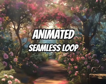 Caminho mágico e encantado em um jardim: fundo animado para reuniões virtuais · 1080p MP4