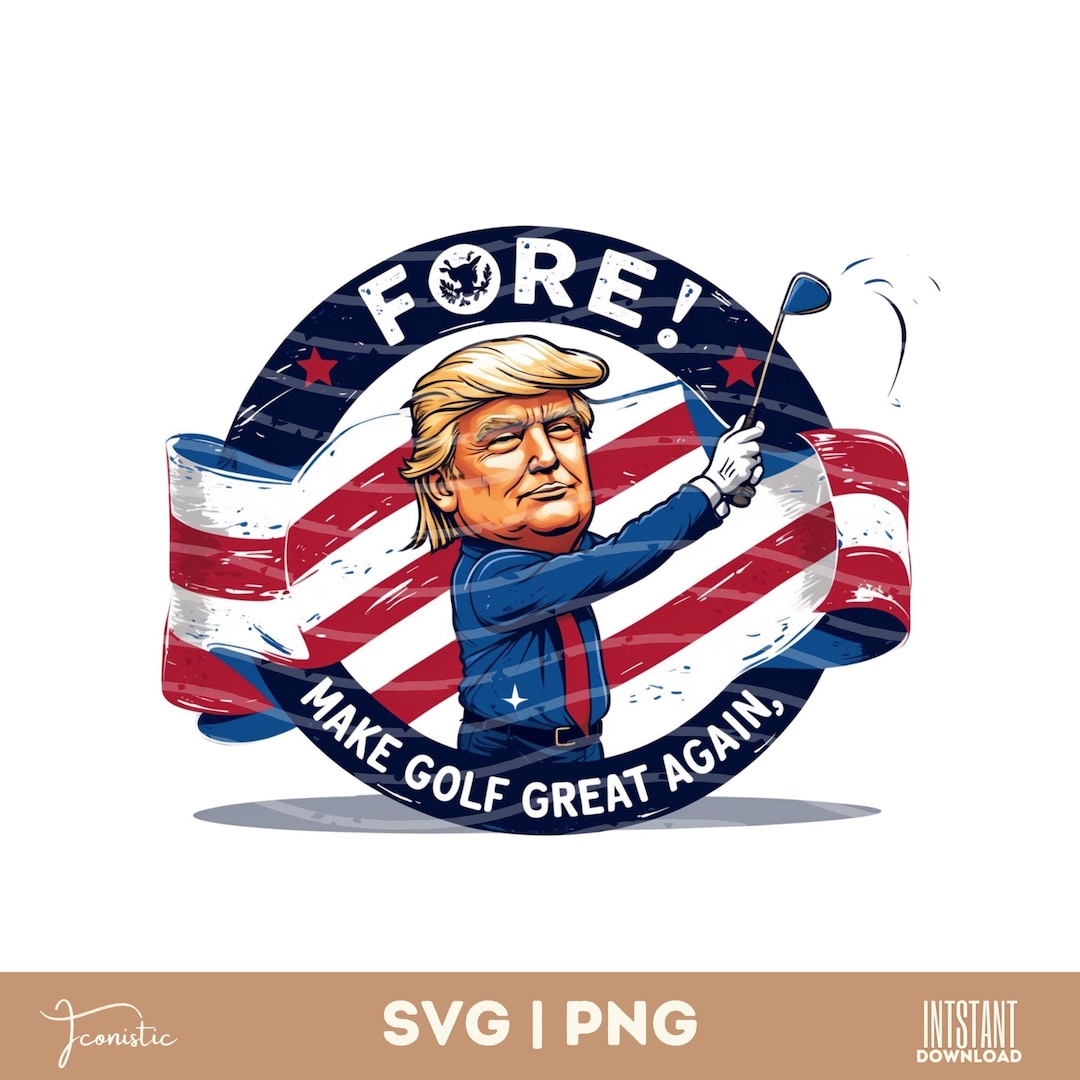 Funny Trump Play Golf Canvas Wall Art, Patriotic Golf Art, Gifts For Golf Lovers main image 0