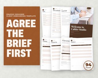 Graphic Designer Client Onboarding Template, Design Brief and Welcome Packet, 94 Page Printable Kit, Excel and Google Sheets, A4 US Letter