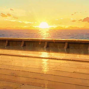 Golden Sunset Deck Ocean View With Coffee Animated Background for OBS Streaming · 1080p MP4 image 2