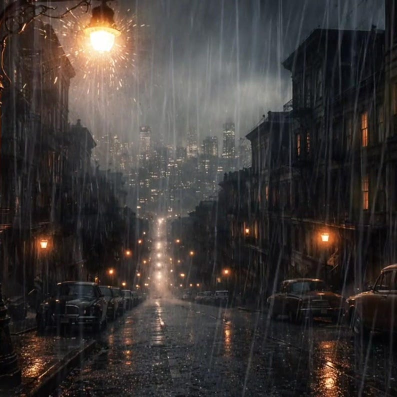 Neon City Regenachtige Straat Geanimeerde Achtergrond voor Lofi Video's · 1080p MP4 afbeelding 2