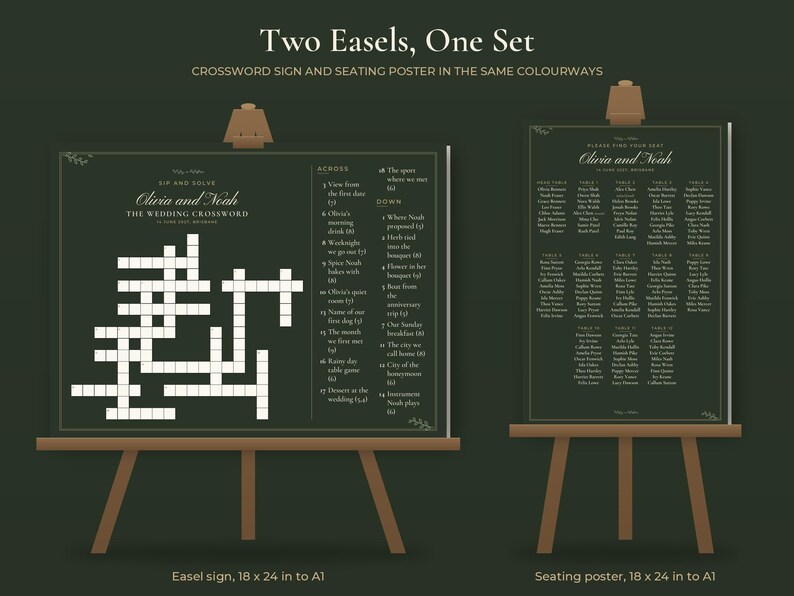 Wedding Seating Chart and Crossword Sign Bundle, image 2