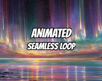 Lebendiger Aurora-Meteorstrom über Wasser – animierter Hintergrund für Twitch-Streams · 1080p MP4