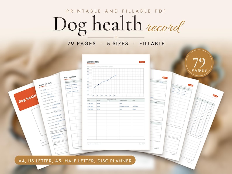 Dog Health Record Printable PDF