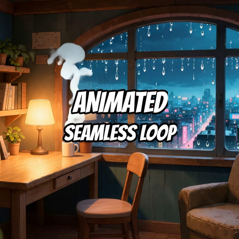 Cozy Rainy Night City Study Animated Background for Study Sessions · 1080p MP4 image 1