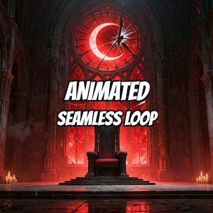 Animierter Hintergrund „Gothic Thronsaal mit rotem Schein“ für Streaming · 1080p MP4 Bild 1