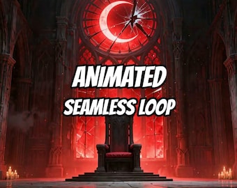 Animierter Hintergrund „Gothic Thronsaal mit rotem Schein“ für Streaming · 1080p MP4