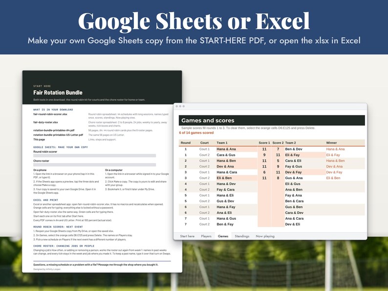 Round Robin Schedule Spreadsheet and Chore Chart Bundle, image 15