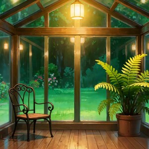 Fundo animado de estufa iluminada por lanternas para relaxamento · 1080p MP4 imagem 2