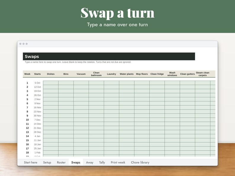 Cleaning Schedule Spreadsheet, image 9
