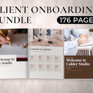 Freelancer client onboarding bundle for virtual assistants and designers, two printable welcome packet covers, 176 pages
