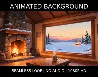 Cozy Cabin Fireplace Animated Background for Streaming · 1080p MP4