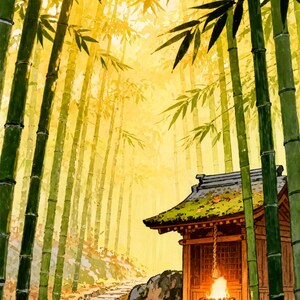 Golden Bamboo Forest Shrine Animated Background for VTubers · 1080p MP4 image 2