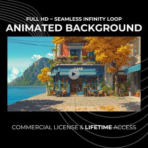 Lofi Cafe Animated Background | Autumn Stream Overlay for Twitch, OBS, YouTube | Cozy VTuber Scene | HD Seamless Loop