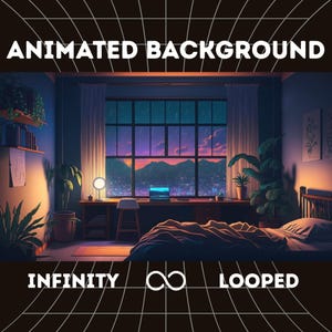 Lofi Animated Background: Cozy Bedroom with Rainy City View, Anime Desk Setup for Study, Streaming, and Relaxation